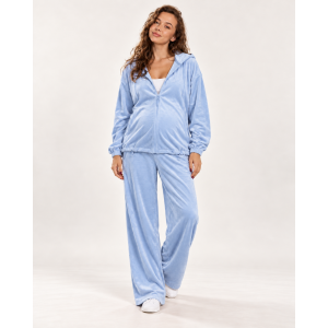 Велюровый костюм для беременных Happy Nenia с капюшоном и регулировкой, S–2XL Голубой